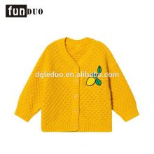 Kind Baumwolle gestrickte gelbe Jacke lässig warme Zitrone Kleid lässig Mädchen Baumwolle Kleider